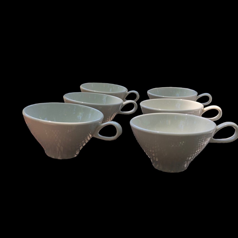 Impromptu Iroquois China Cups, Set of 6, Delicate Coffee Cups, Unique Handles